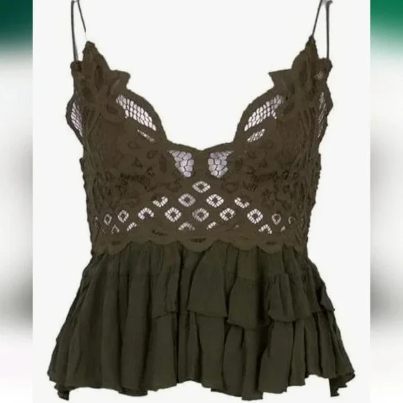 Free People - Adella Camisole in Olive Sparrow - Picture 6 of 7